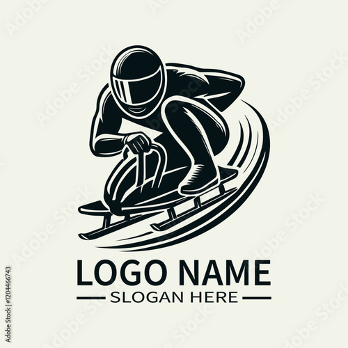 Bobsled Athlete Logo Design, Ice Racing Logo, Adrenaline Rush Logo