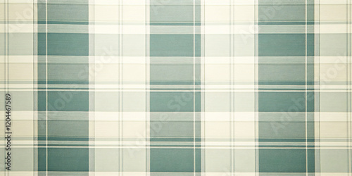Light Sage Green and Cream Tartan Pattern