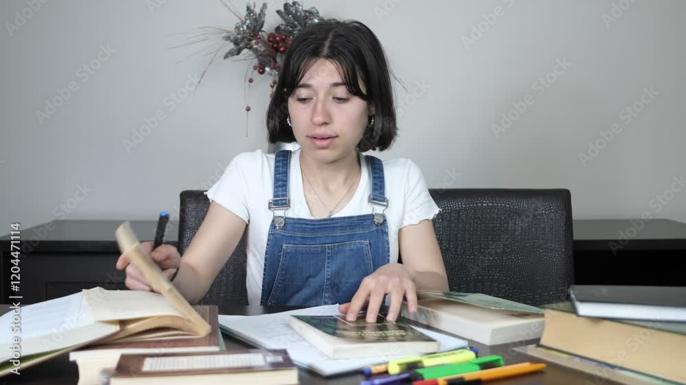 Girl organize desk