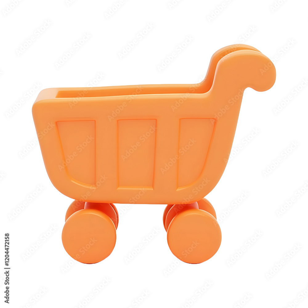 3D Shopping Cart Icon on Transparent Background 3D Shopping Cart Icon on Transparent Background