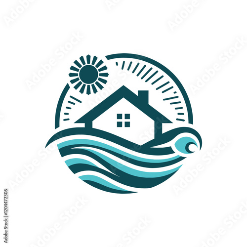 house and River logo design
