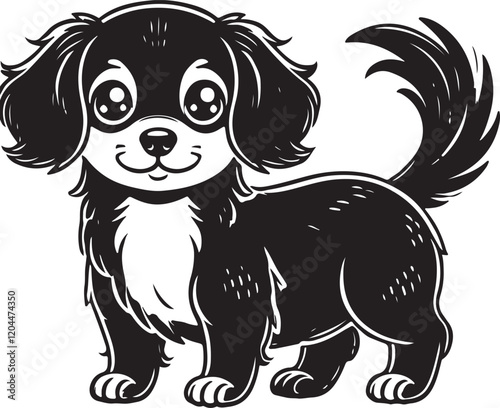 Hand drawn Dog silhouette vector white background