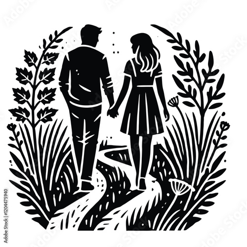 Couple Walking Silhouette