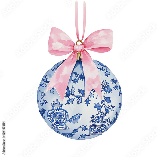 Coquette Chinoiserie Christmas Clipart Vector Illustration