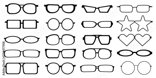 Vector Eyeglasses and Sunglasses shapes. Glasses Frames collection.