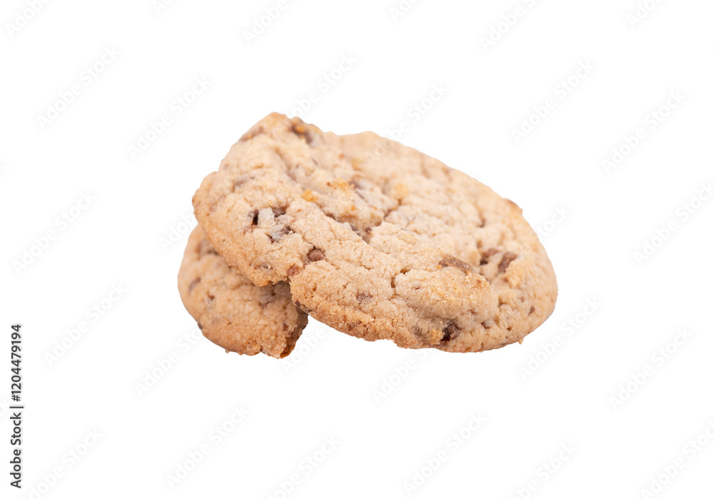 Two chocolate chip cookies isolated on white background Two chocolate chip cookies isolated on white background