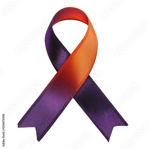 Purple And Orange Awareness Ribbon Loop For Fevereiro Roxo E Laranja with transparent background photo