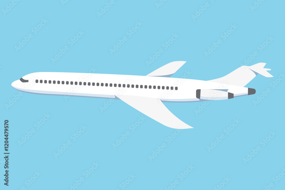 Airplane on a blue background. Passenger and cargo air transport. A quick long-distance flight. Vector illustration Airplane on a blue background. Passenger and cargo air transport. A quick long-distance flight. Vector illustration