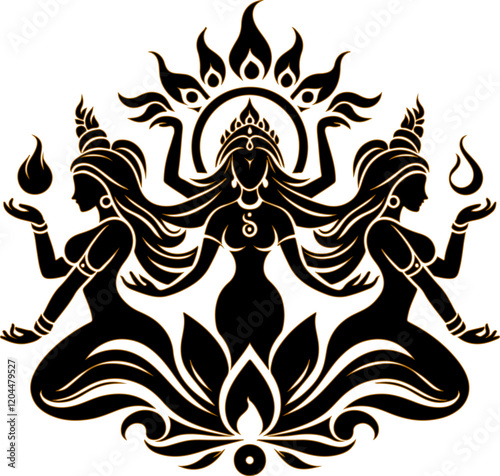 vector illustration sketch drawing of traditional ethnic wayang sacred gods and goddesses classic vintage.eps