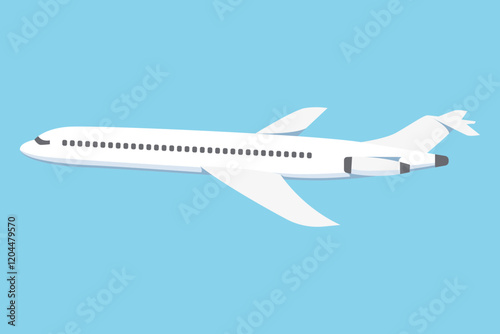 Airplane on a blue background. Passenger and cargo air transport. A quick long-distance flight. Vector illustration