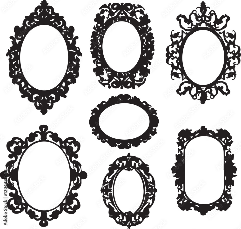 A set of frame silhouettes for flat design. Hand drawn vector illustration A set of frame silhouettes for flat design. Hand drawn vector illustration