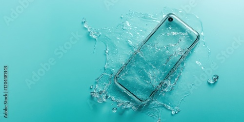 A stunning moment captured as a smartphone splashes into water, merging tech and beauty