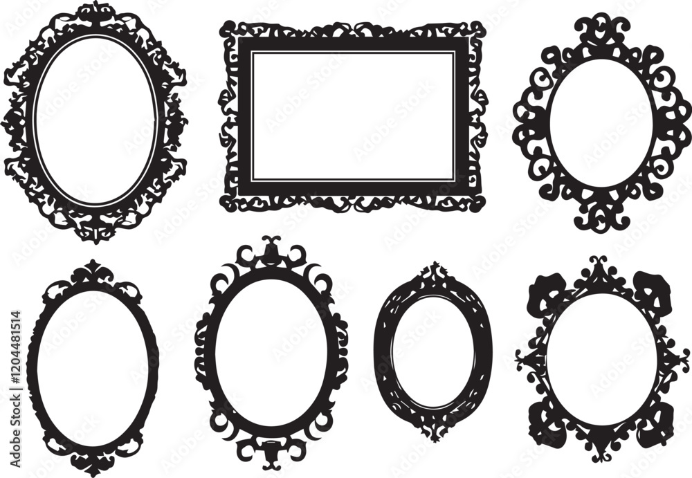 A set of frame silhouettes for flat design. Hand drawn vector illustration A set of frame silhouettes for flat design. Hand drawn vector illustration