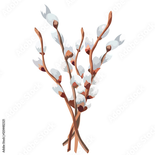 Vector image of a bouquet of willow branches