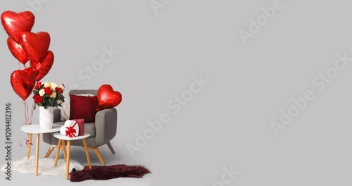 Armchair with tables, ballo...