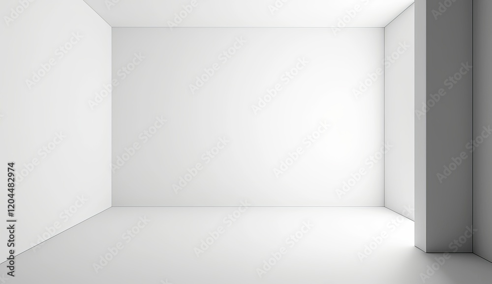Fototapeta premium Empty White Room Corner with Blank Wall Background