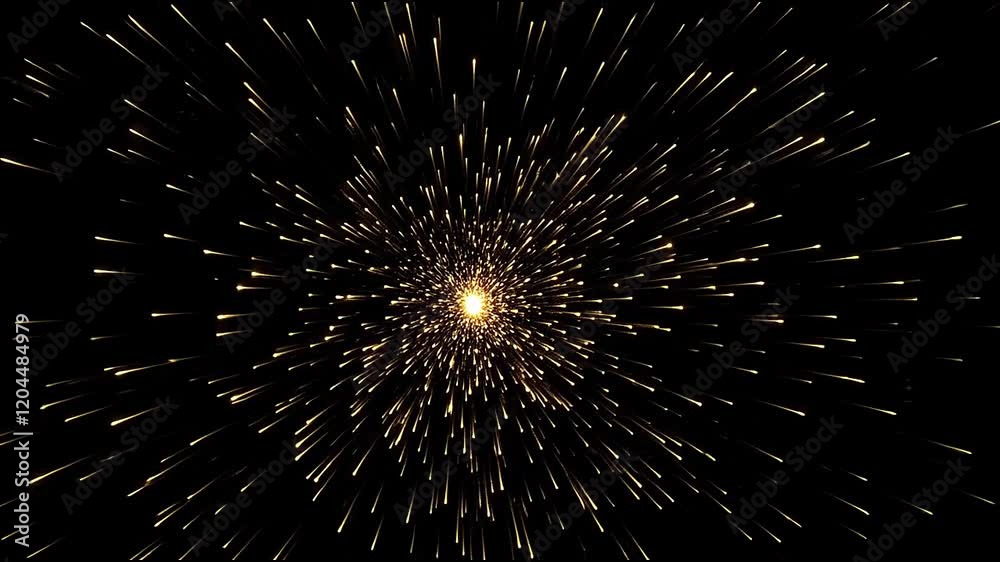 A sudden explosion of glowing stars that scatter and dissolve into black A sudden explosion of glowing stars that scatter and dissolve into black