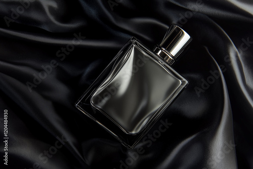 Men's perfume bottle in satin cloth waves draperies.