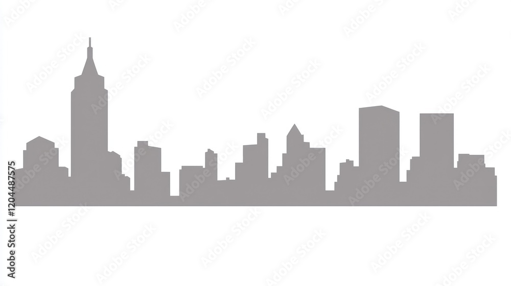 Fototapeta premium Urban skyline silhouette cityscape graphic design minimalist style aesthetic view