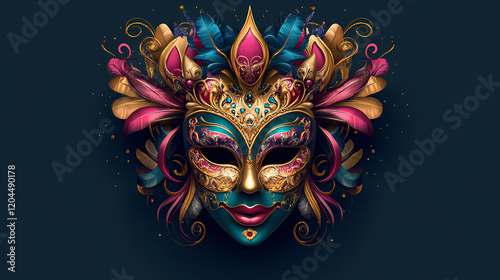 Ornate mardi gras carnival mask on a dark background. national traditions. festive carnival. Dark Carnival. Illustration