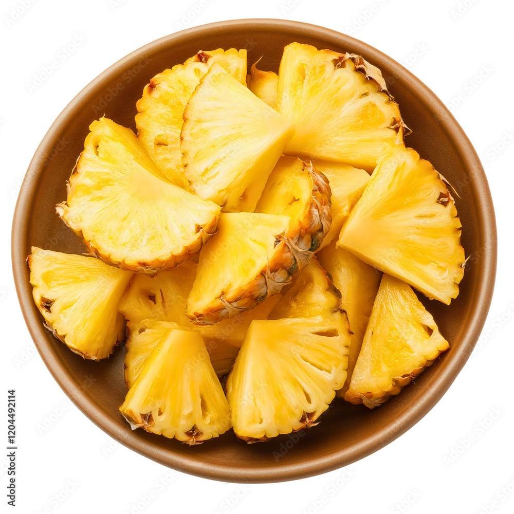 Fresh Ripe Pineapple Slice Isolated on White Background Healthy Tropical Dessert Ingredient