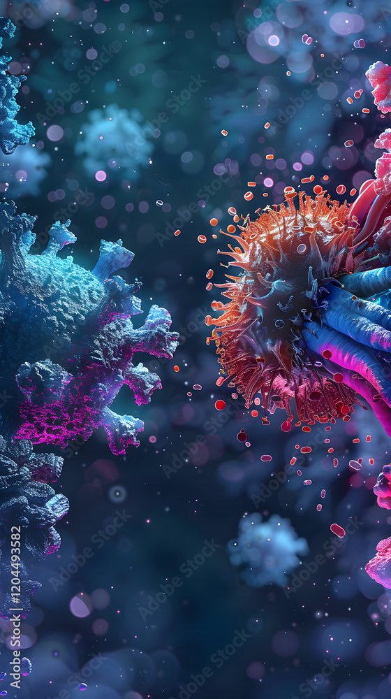 Fototapeta premium Comparative Analysis Diagram: MHC Class I and II Interaction with T Cells