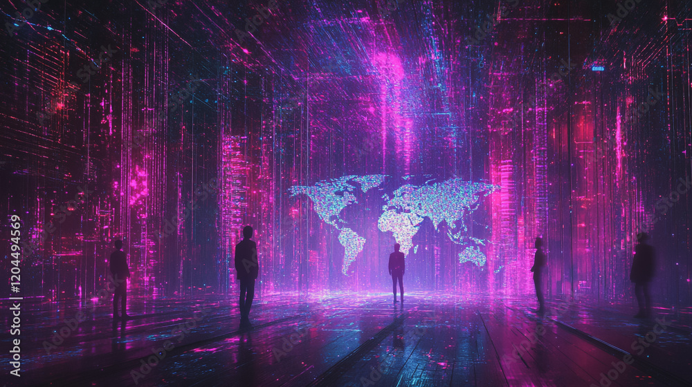 Fototapeta premium abstract professional business team people innovation connection of line from nail node to node on map background , networking concept