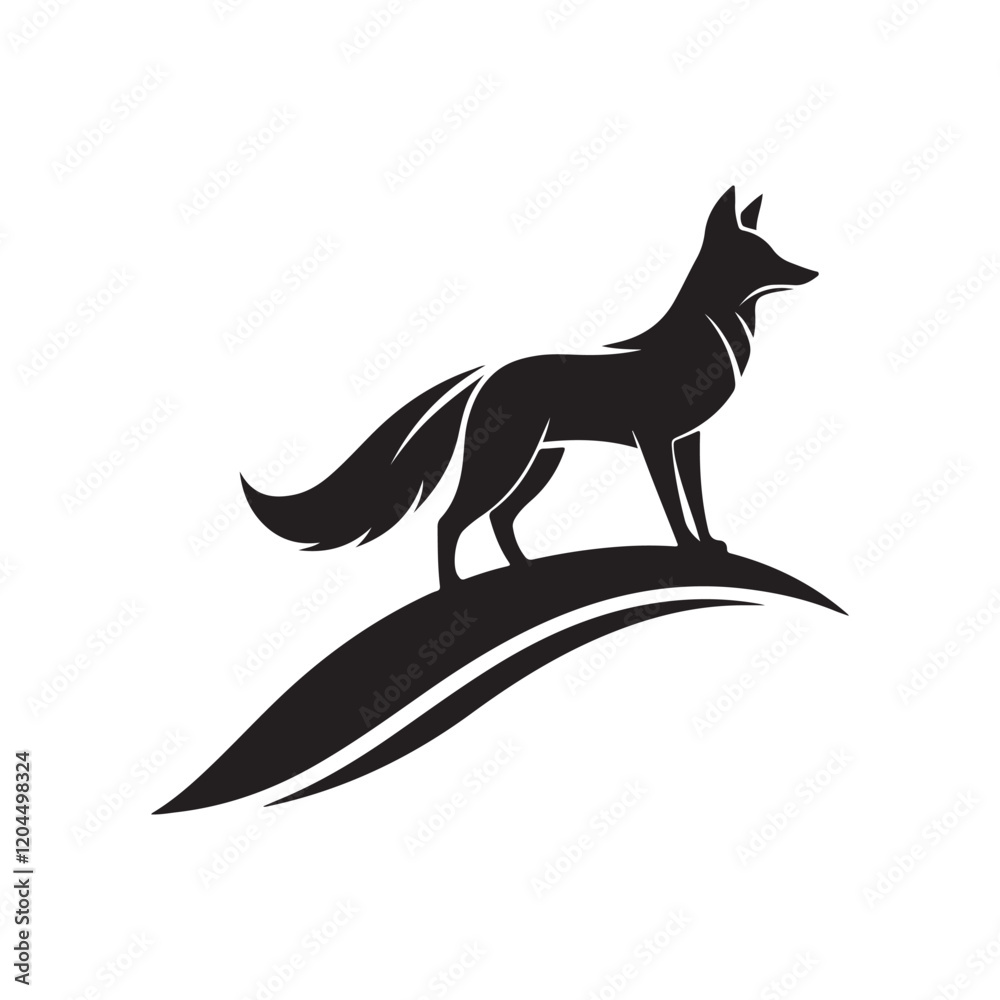 Fototapeta premium fox,Adventure fox silhouette vector line art logo design