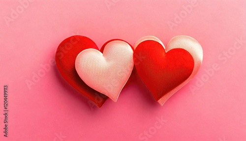 Two hearts pink background