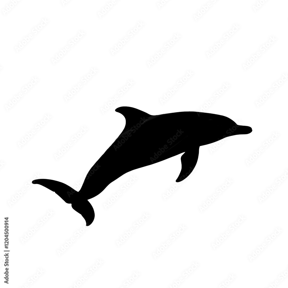 Fototapeta premium Cute Dolphin and Whale Silhouettes Underwater Illustration Collection isolated