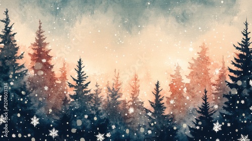 Serene winter forest with snowy pines