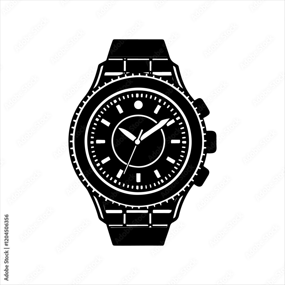 Best hand watch Silhouette Vector illustration Best hand watch Silhouette Vector illustration