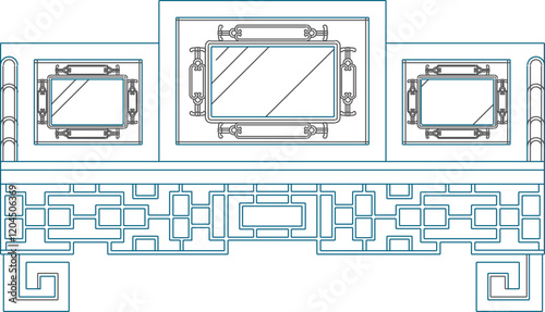 vector sketch, silhouette illustration, vintage classic room interior decoration decoration design.eps