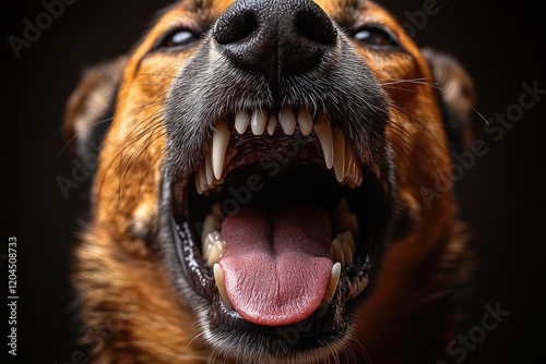 A close-up photo of a dog's open mouth, great for pet-related uses or as a standalone illustration photo