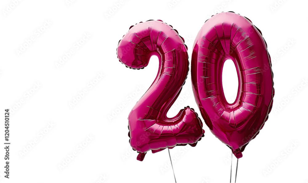 Fototapeta premium Pink Number Twenty Balloons on Transparent Background
