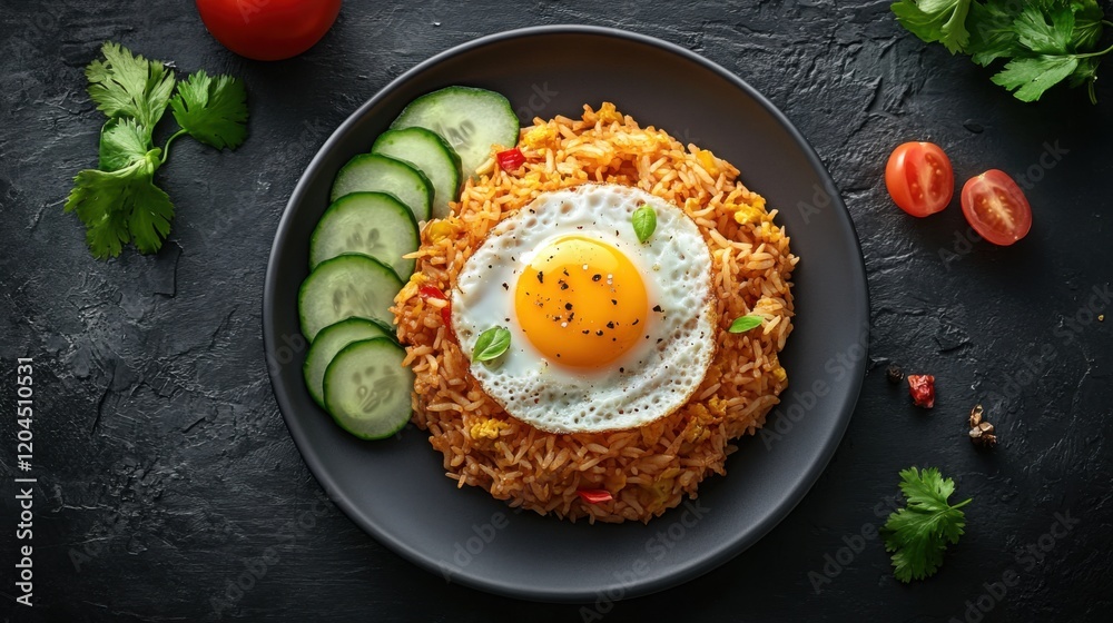 Vibrant fried rice with egg and vegetables Vibrant fried rice with egg and vegetables