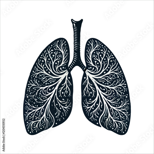 Lung Anatomy Silhouette - Vector Illustration of Human Respiratory System