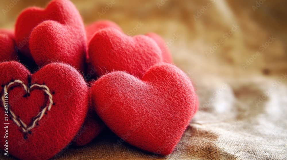 Fototapeta premium A collection of bright red hearts placed on a table, perfect for romantic occasions and celebrations