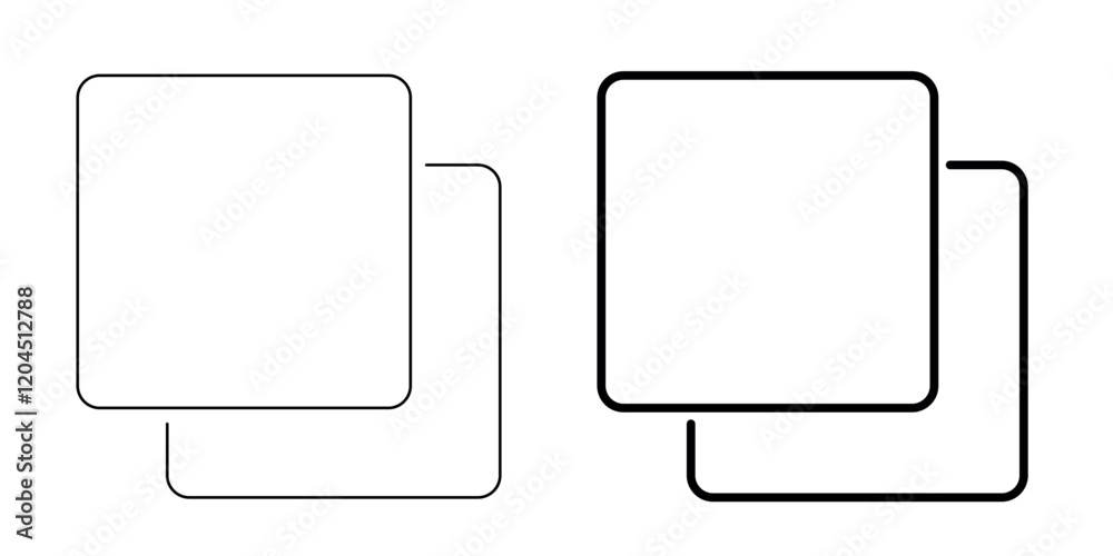 Copy icon vector isolated on white background. Copy Files Icon. Dublicate, boxes mini line icon. Copy icon vector isolated on white background. Copy Files Icon. Dublicate, boxes mini line icon.