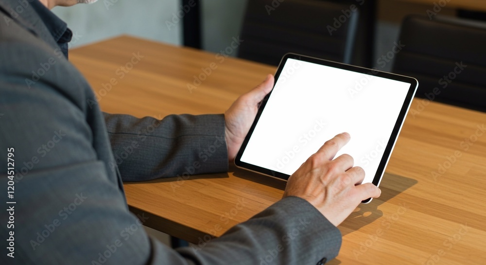 Businessman Using tablet with blank screen for design mockup device Tablet with blank screen for design mockup
Businessman Using tablet with blank screen for design mockup device Tablet with blank screen for design mockup