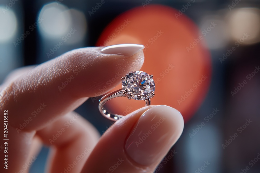 A close-up view of a stunning diamond engagement ring held elegantly in hand, reflecting light brilliantly, symbolizing love and commitment in a timeless fashion. A close-up view of a stunning diamond engagement ring held elegantly in hand, reflecting light brilliantly, symbolizing love and commitment in a timeless fashion.