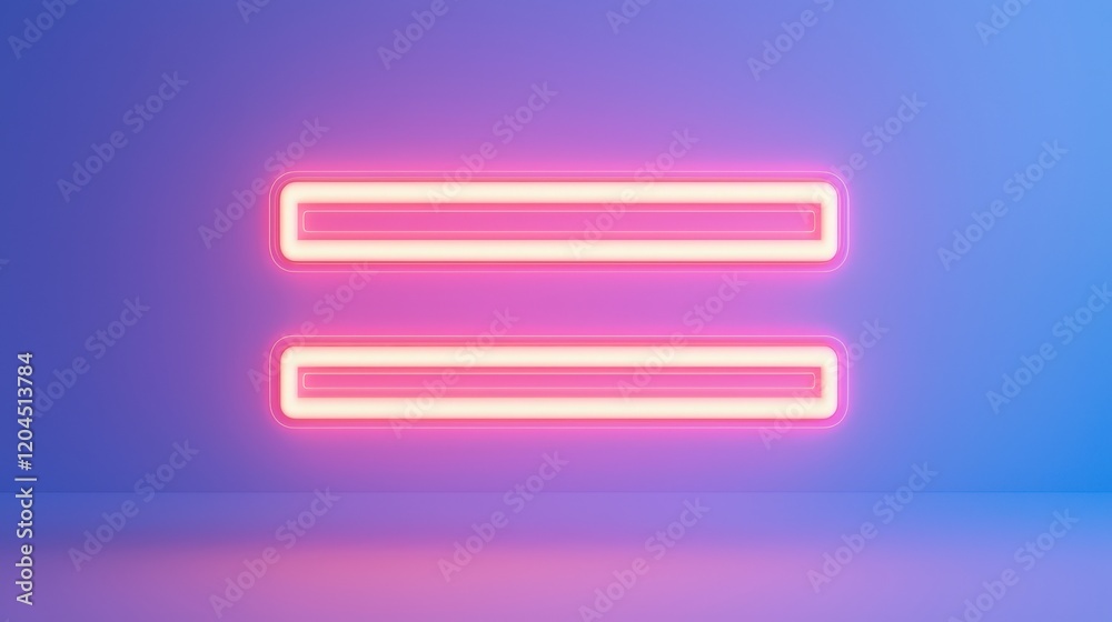 Interface interaction and minimal, A neon-lit equal sign against a gradient blue backdrop, creating a modern and vibrant aesthetic. Interface interaction and minimal, A neon-lit equal sign against a gradient blue backdrop, creating a modern and vibrant aesthetic.