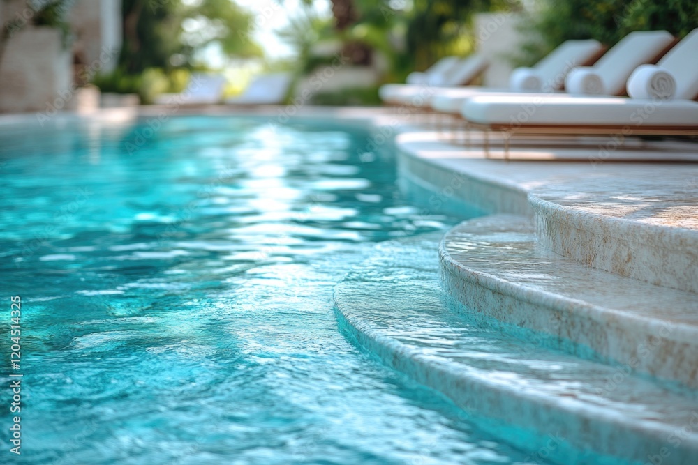 Obraz premium A pool with steps and surrounding area