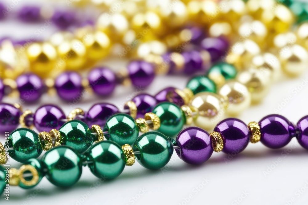 A close-up view of colorful beads arranged on a white surface A close-up view of colorful beads arranged on a white surface