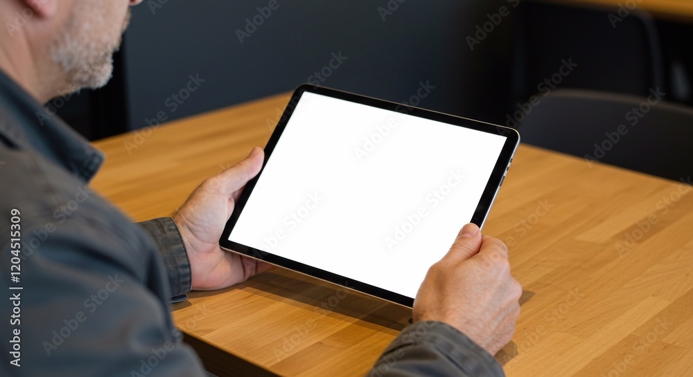 Businessman Using tablet with blank screen for design mockup device Tablet with blank screen for design mockup
Businessman Using tablet with blank screen for design mockup device Tablet with blank screen for design mockup
