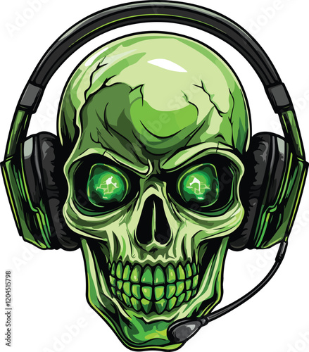 gamer skull with headphone vector