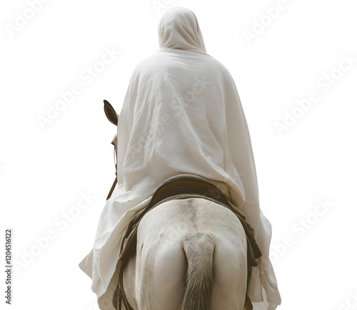 Triumphal Entry of Jesus in Jerusalem Palm Sunday Celebration with Donkey Biblical Story in Christian Faith isolated