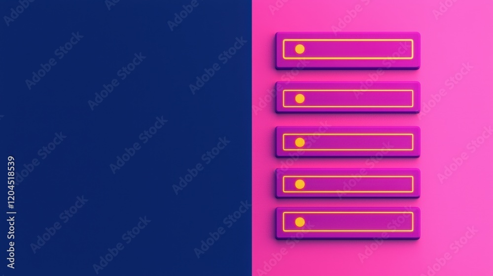 Interface interaction and minimal, A vibrant graphic featuring five colorful buttons on a pink background, contrasted with a dark blue section, ideal for UI/UX design or tech themes. Interface interaction and minimal, A vibrant graphic featuring five colorful buttons on a pink background, contrasted with a dark blue section, ideal for UI/UX design or tech themes.