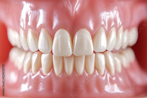 Close-up view of a tooth with noticeable gaps and missing teeth, suitable for dental or medical illustrations photo