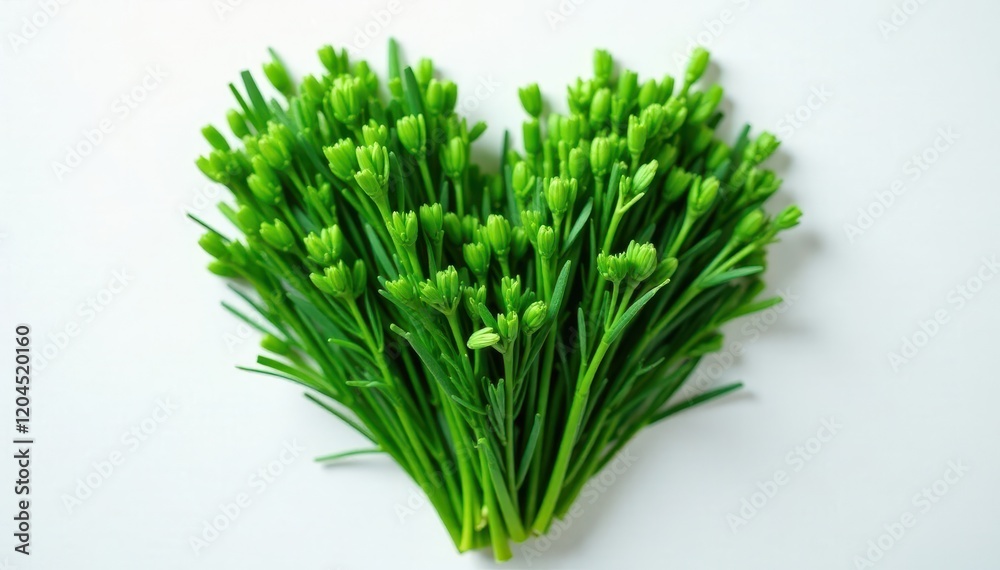 Heart shaped arrangement of fresh green chives , food, chives Heart shaped arrangement of fresh green chives , food, chives